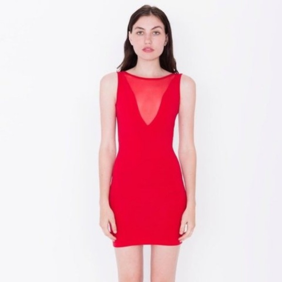 red mesh bodycon dress